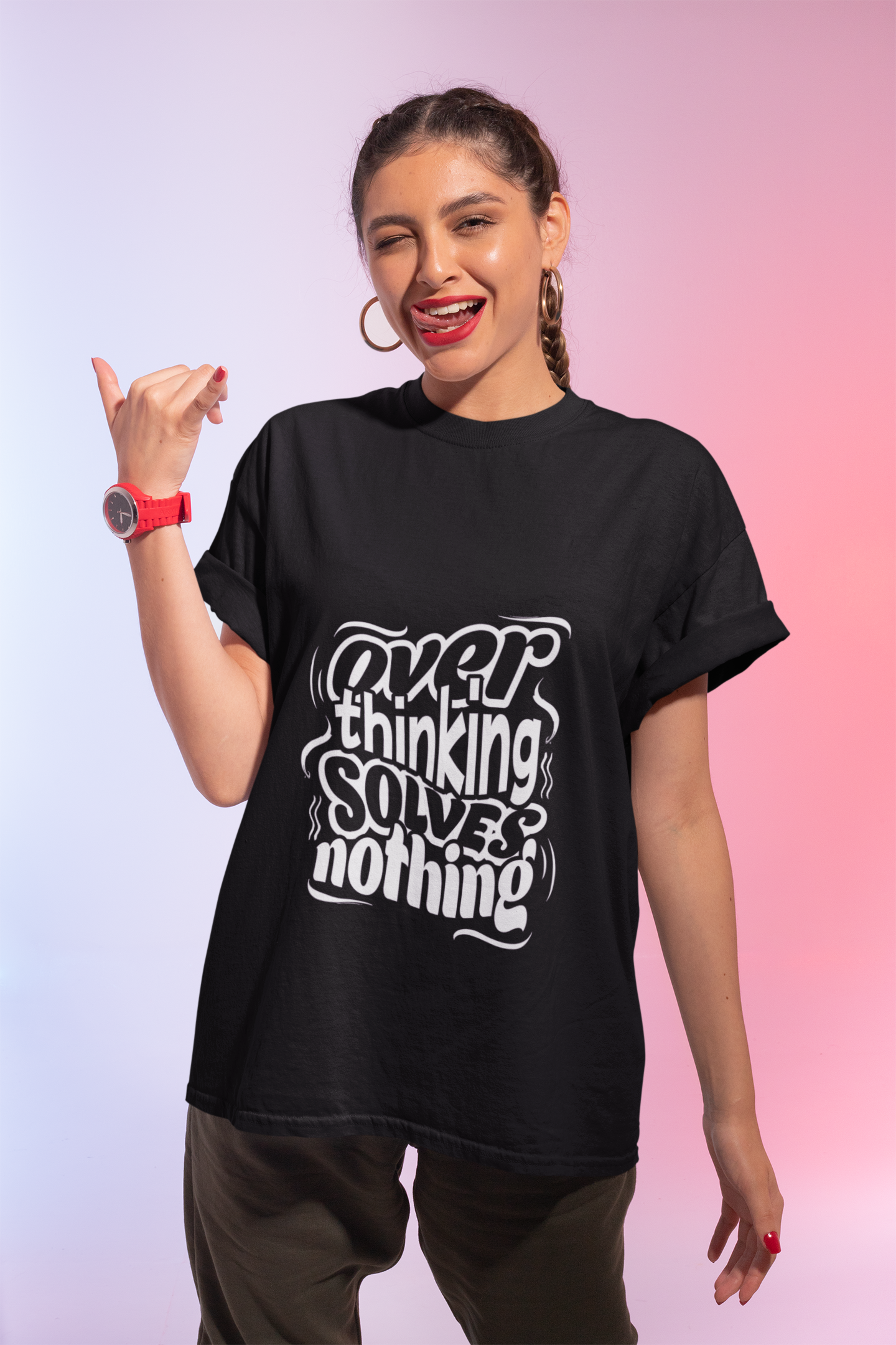 T-Shirt — "Overthinking Solves Nothing" Graphic Tee